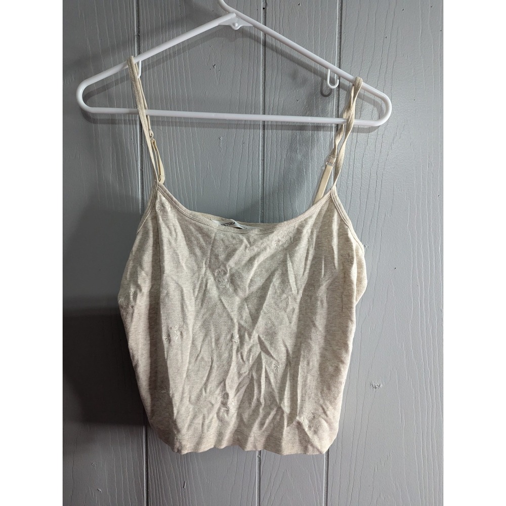Victorias Secret vintage womens‎ L embroidered tan cropped camisole tank top